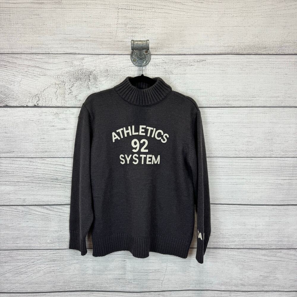 Yards Women's Gray Turtleneck Wool Blend Knit Graphic Sweater Size Small/Medium